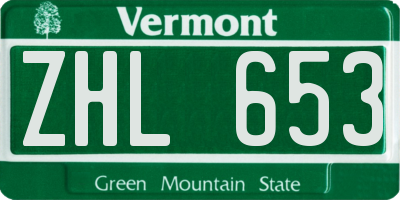 VT license plate ZHL653