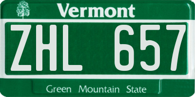 VT license plate ZHL657