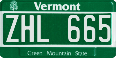 VT license plate ZHL665