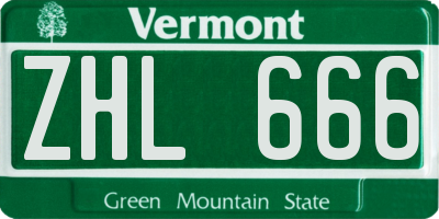 VT license plate ZHL666