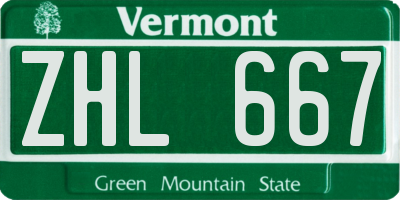 VT license plate ZHL667