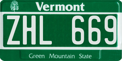 VT license plate ZHL669