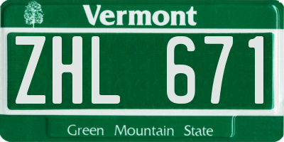VT license plate ZHL671