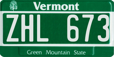 VT license plate ZHL673