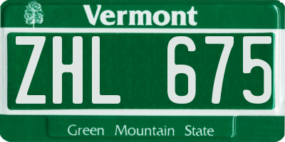 VT license plate ZHL675