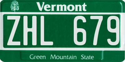 VT license plate ZHL679