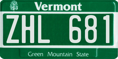 VT license plate ZHL681