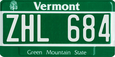 VT license plate ZHL684