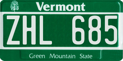 VT license plate ZHL685