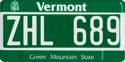 VT license plate ZHL689