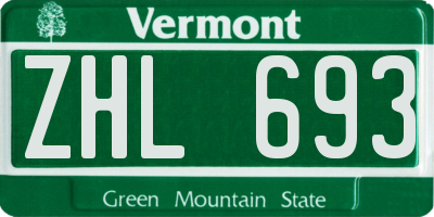 VT license plate ZHL693
