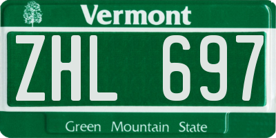 VT license plate ZHL697