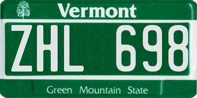 VT license plate ZHL698
