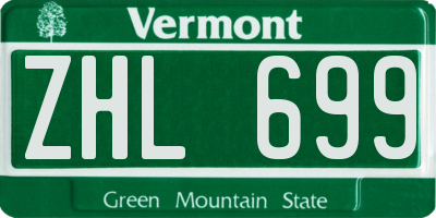 VT license plate ZHL699