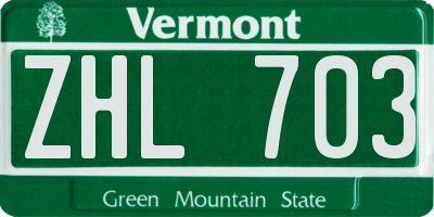 VT license plate ZHL703