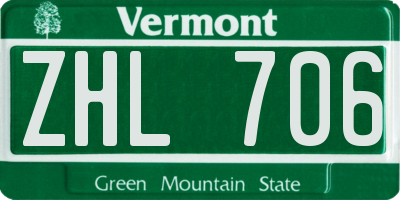 VT license plate ZHL706