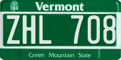 VT license plate ZHL708