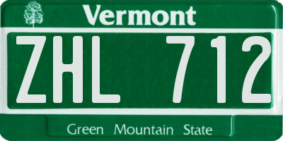 VT license plate ZHL712