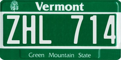 VT license plate ZHL714