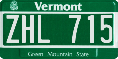 VT license plate ZHL715