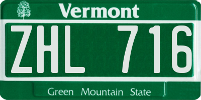 VT license plate ZHL716