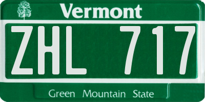 VT license plate ZHL717