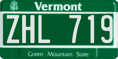 VT license plate ZHL719