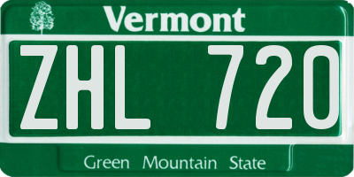 VT license plate ZHL720
