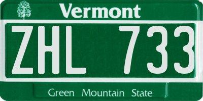 VT license plate ZHL733