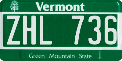 VT license plate ZHL736