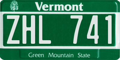 VT license plate ZHL741