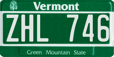 VT license plate ZHL746