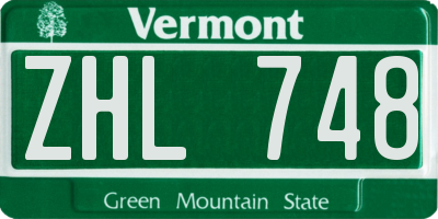 VT license plate ZHL748