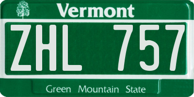 VT license plate ZHL757