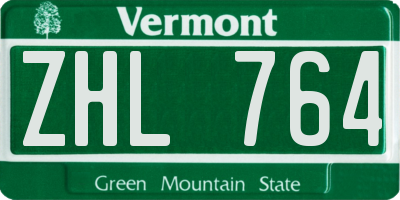 VT license plate ZHL764