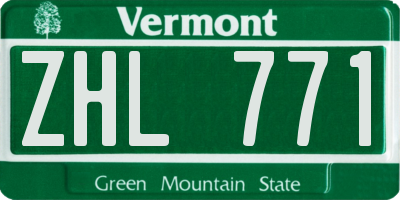 VT license plate ZHL771