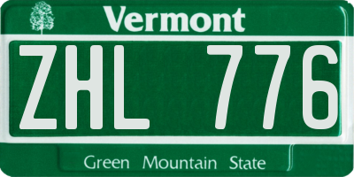 VT license plate ZHL776