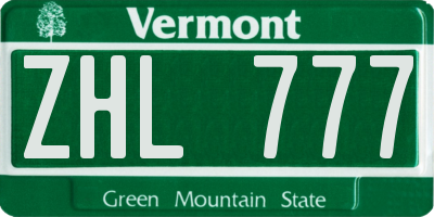 VT license plate ZHL777