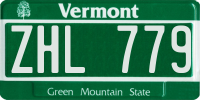 VT license plate ZHL779