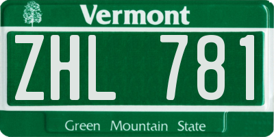 VT license plate ZHL781