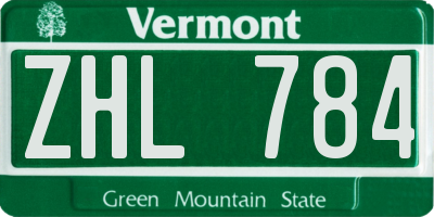 VT license plate ZHL784