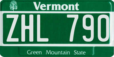 VT license plate ZHL790