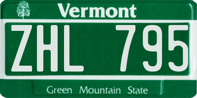 VT license plate ZHL795