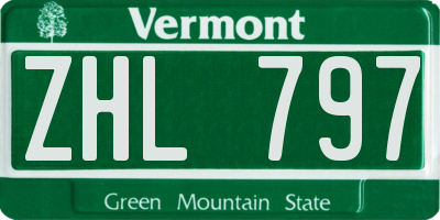 VT license plate ZHL797