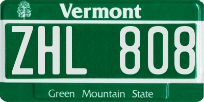 VT license plate ZHL808