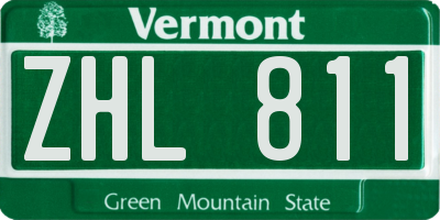 VT license plate ZHL811