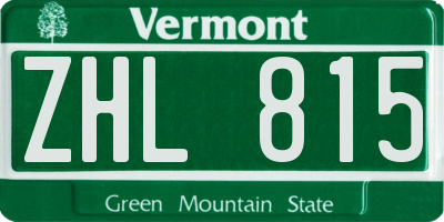 VT license plate ZHL815