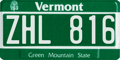VT license plate ZHL816