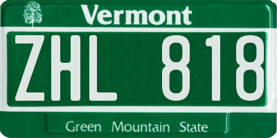 VT license plate ZHL818