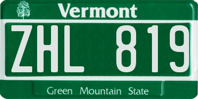 VT license plate ZHL819